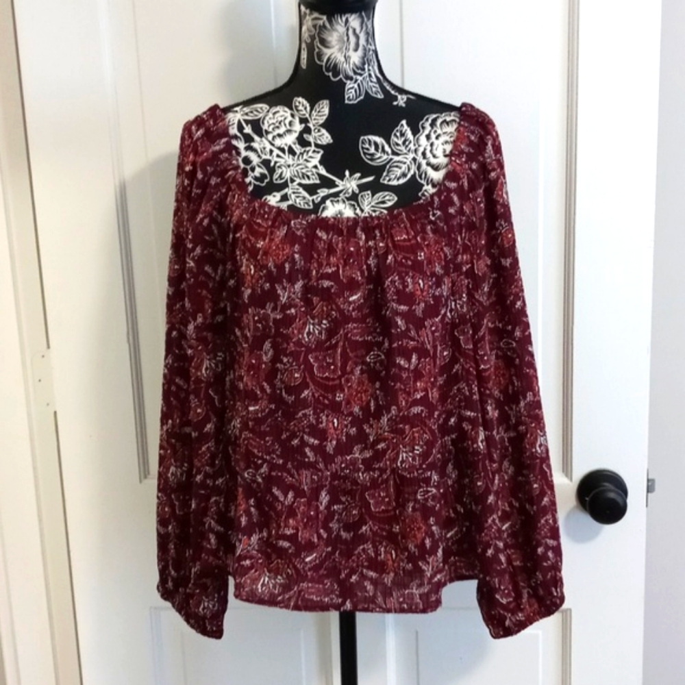 🆕️ 🪶LOFT🪶 - Floral Square Neck Peplum Top